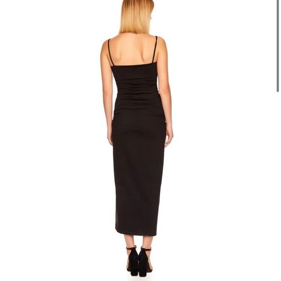 Susana Monaco Black Thin Strap Ruched Side Slit Dress Size M Party Cocktail Sexy - Picture 7 of 10